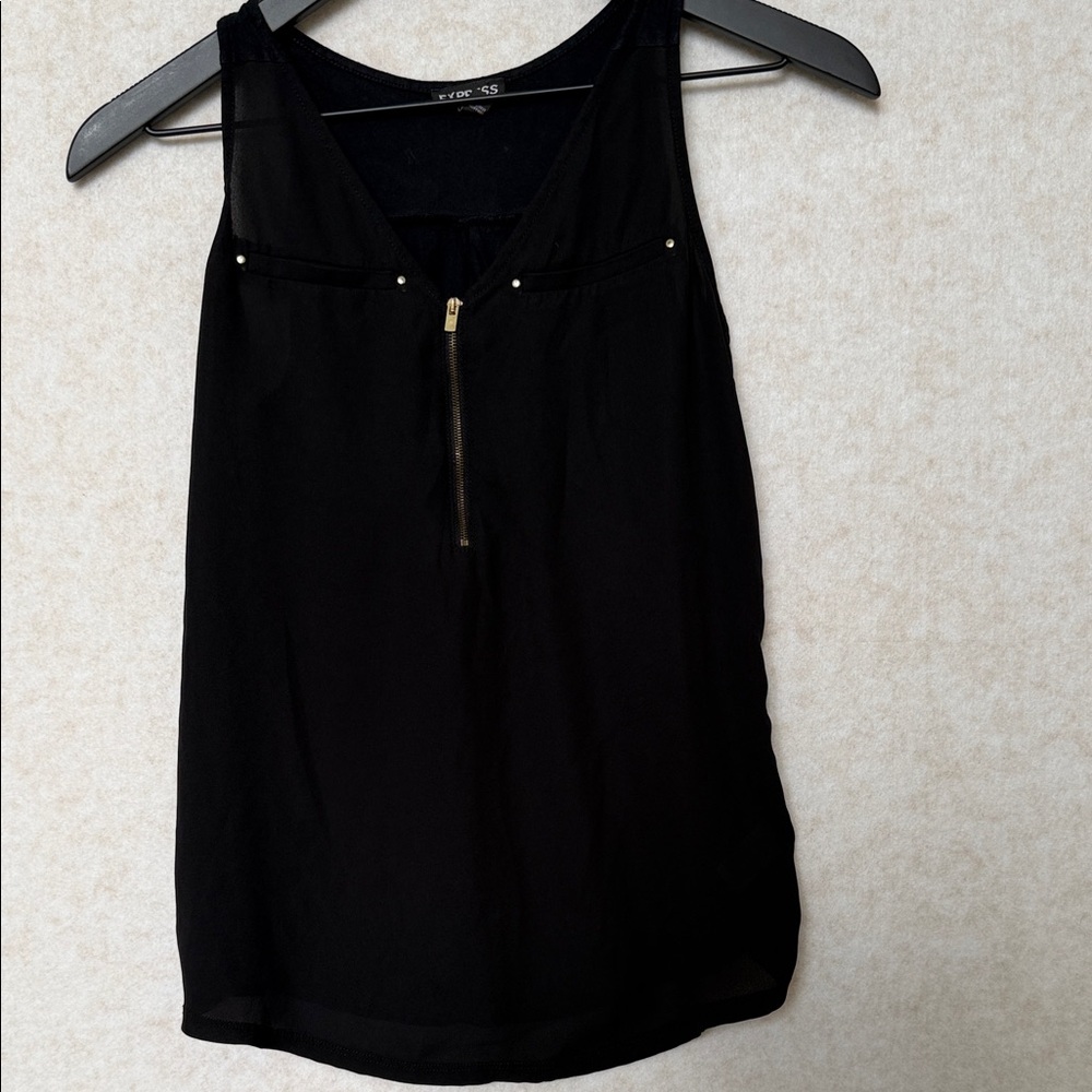 Express Black Tank Top with Zipper